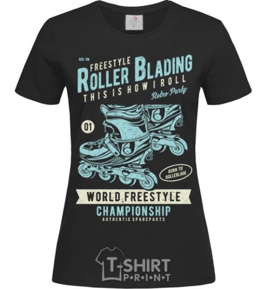 Women's T-shirt Roller Blading black фото