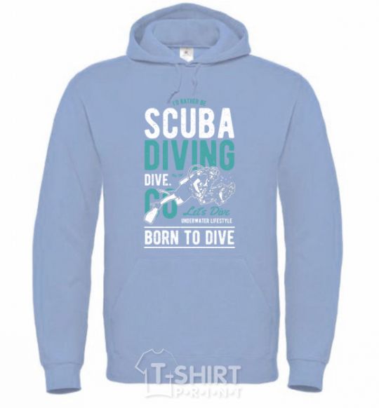 Men`s hoodie Scuba Diving sky-blue фото