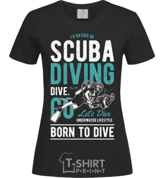Women's T-shirt Scuba Diving black фото