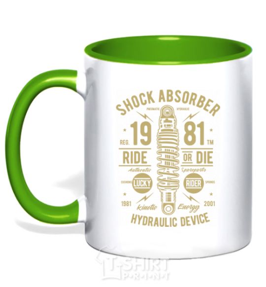 Mug with a colored handle Shock Absorber kelly-green фото