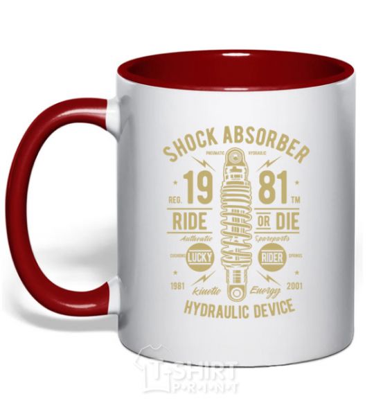 Mug with a colored handle Shock Absorber red фото