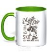 Mug with a colored handle Skate Or Die kelly-green фото