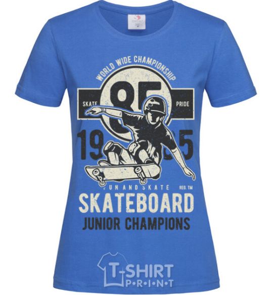 Женская футболка Skateboard Junior Champions Ярко-синий фото