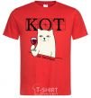 Men's T-Shirt Puss and wine red фото