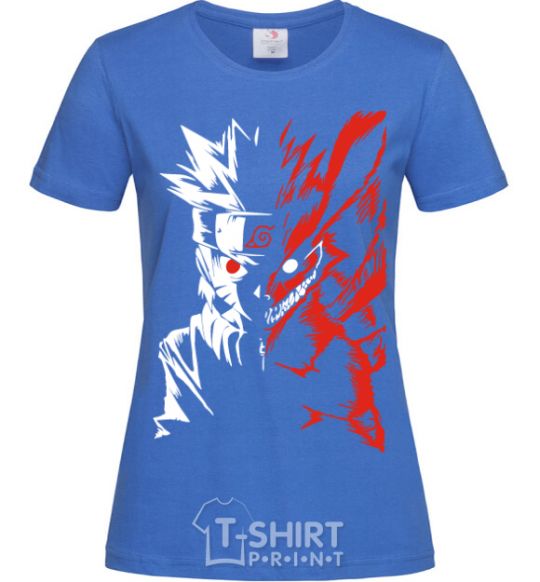 Women's T-shirt Naruto white red royal-blue фото