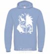 Men`s hoodie Naruto white sky-blue фото