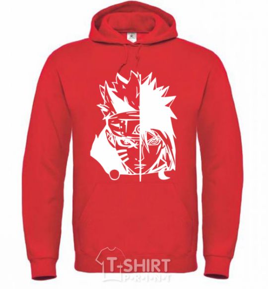 Men`s hoodie Naruto white bright-red фото