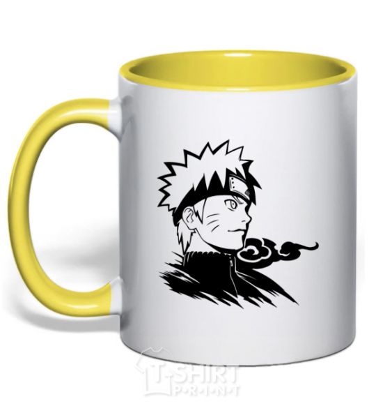 Mug with a colored handle Naruto yellow фото