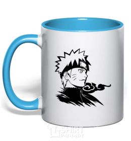 Mug with a colored handle Naruto sky-blue фото