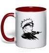 Mug with a colored handle Naruto red фото