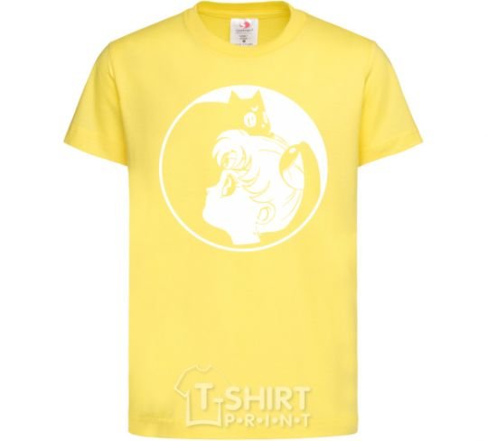 Kids T-shirt Sailor Moon and her kitty cornsilk фото