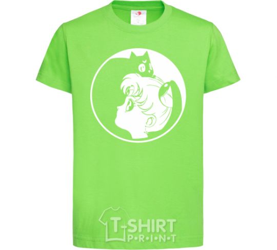 Kids T-shirt Sailor Moon and her kitty orchid-green фото
