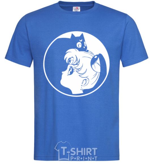 Men's T-Shirt Sailor Moon and her kitty royal-blue фото