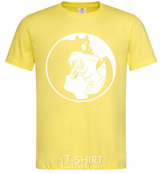 Men's T-Shirt Sailor Moon and her kitty cornsilk фото