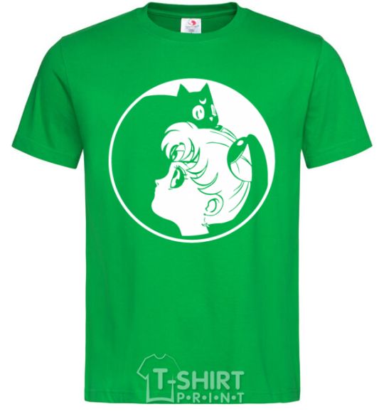 Men's T-Shirt Sailor Moon and her kitty kelly-green фото
