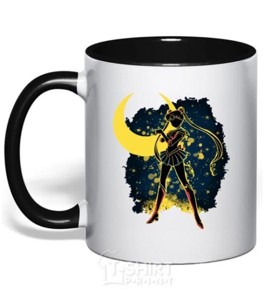 Mug with a colored handle Sailor Moon splash black фото