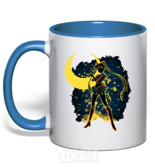 Mug with a colored handle Sailor Moon splash royal-blue фото