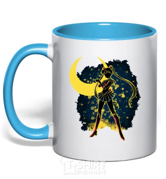 Mug with a colored handle Sailor Moon splash sky-blue фото