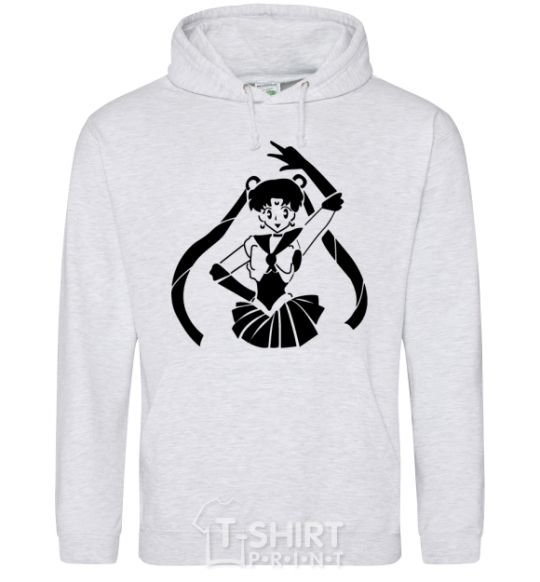Men`s hoodie Sailor Moon black sport-grey фото