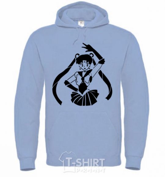 Men`s hoodie Sailor Moon black sky-blue фото