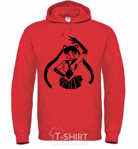 Men`s hoodie Sailor Moon black bright-red фото