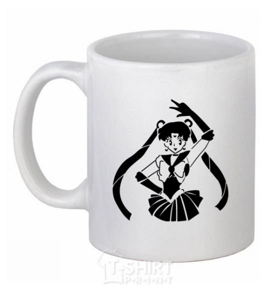 Чашка керамическая Sailor Moon black Белый фото