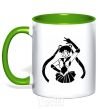 Mug with a colored handle Sailor Moon black kelly-green фото