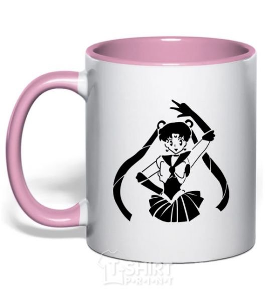 Mug with a colored handle Sailor Moon black light-pink фото