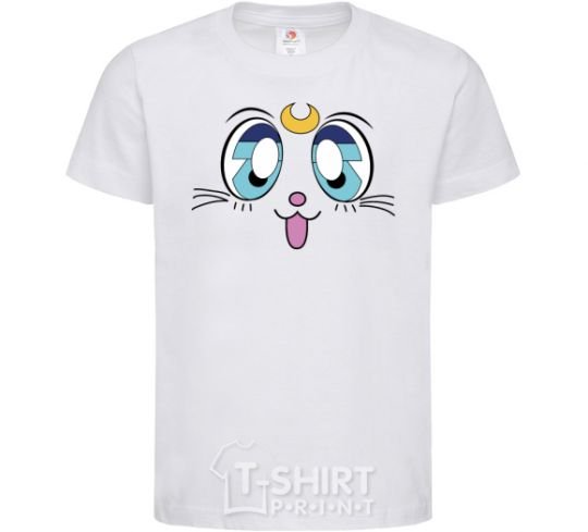 Kids T-shirt Cat Moon White фото