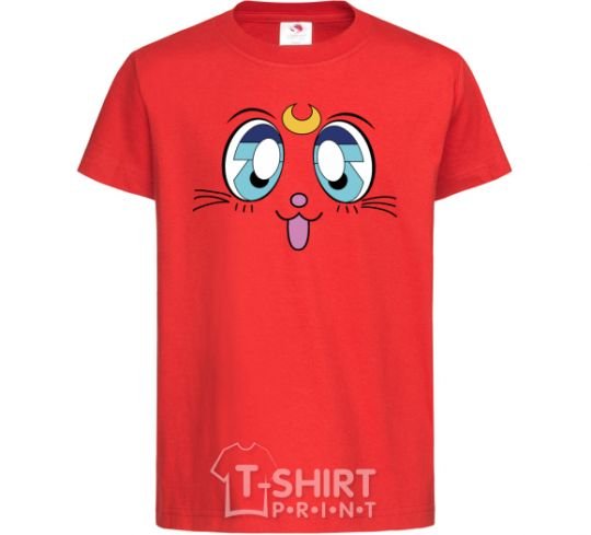 Kids T-shirt Cat Moon red фото