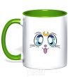 Mug with a colored handle Cat Moon kelly-green фото