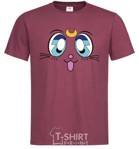 Men's T-Shirt Cat Moon burgundy фото