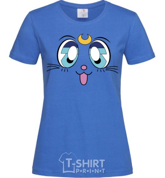 Women's T-shirt Cat Moon royal-blue фото