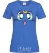 Women's T-shirt Cat Moon royal-blue фото