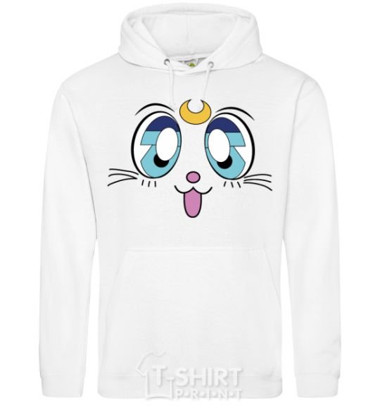 Men`s hoodie Cat Moon White фото