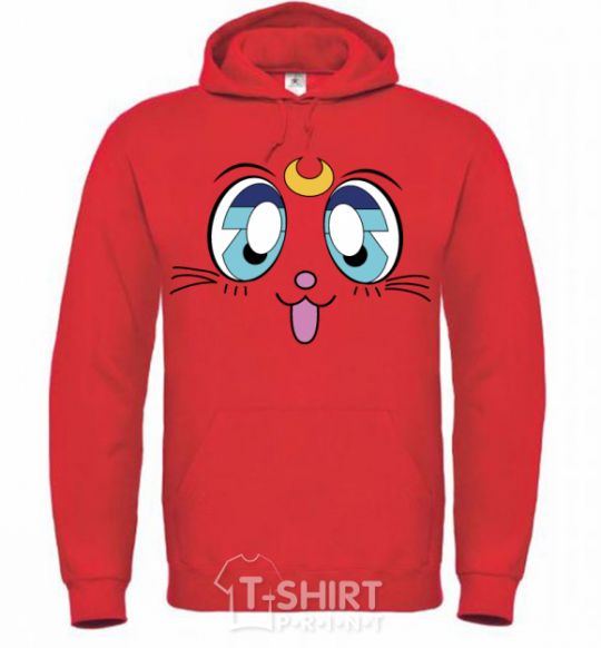Men`s hoodie Cat Moon bright-red фото