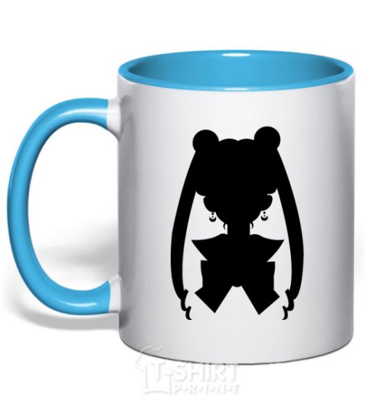 Mug with a colored handle Sailor Moon shadow sky-blue фото