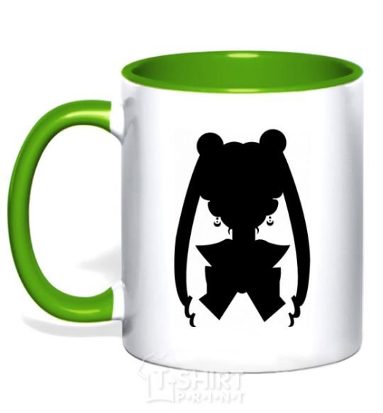 Mug with a colored handle Sailor Moon shadow kelly-green фото
