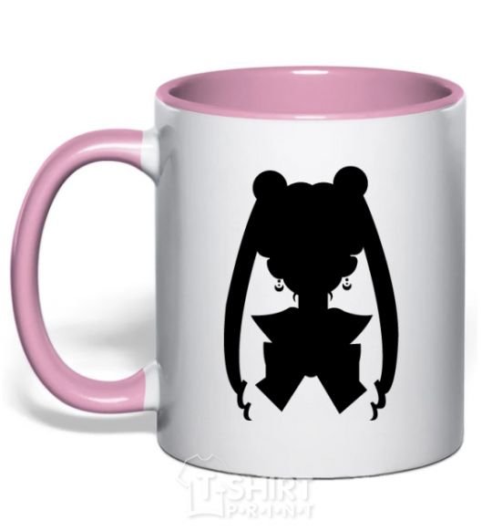 Mug with a colored handle Sailor Moon shadow light-pink фото