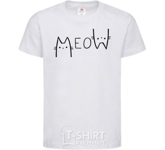 Kids T-shirt Meow White фото