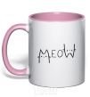 Mug with a colored handle Meow light-pink фото