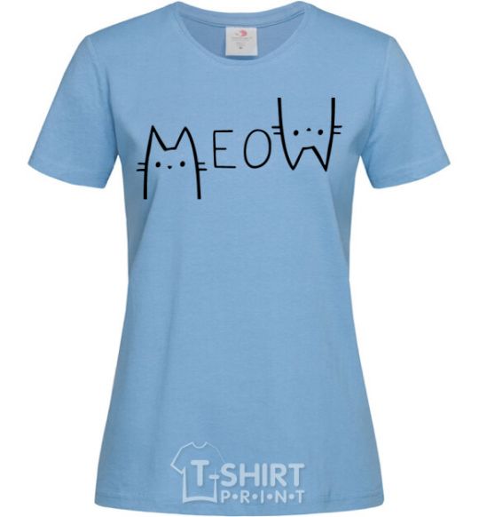 Women's T-shirt Meow sky-blue фото