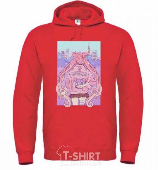 Men`s hoodie Wicked lady bright-red фото