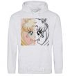 Men`s hoodie Sailor Moon halves sport-grey фото