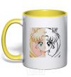 Mug with a colored handle Sailor Moon halves yellow фото