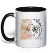 Mug with a colored handle Sailor Moon halves black фото