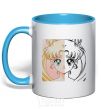 Mug with a colored handle Sailor Moon halves sky-blue фото