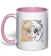 Mug with a colored handle Sailor Moon halves light-pink фото