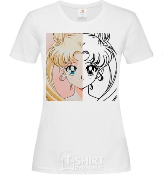 Женская футболка Sailor Moon половинки Белый фото