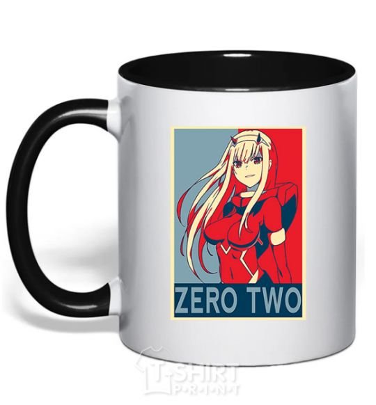 Mug with a colored handle Zero two black фото